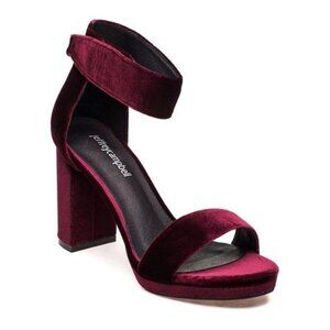 Jeffrey‎ Campbell Heels Women's 10 Lindsay Ankle Strap Sandal Red Suede Shoe